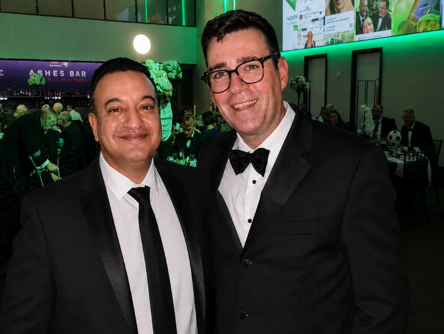 Majid Lavji with Andy Burnham at the Football Awards